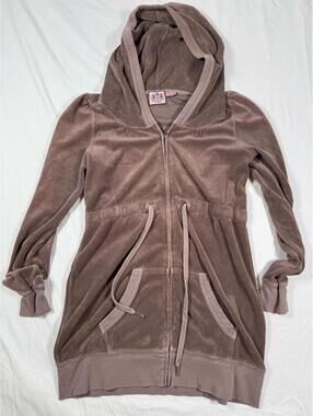 Juicy Couture Long Sleeve Hooded Zip-Up Velour Jacket Medium